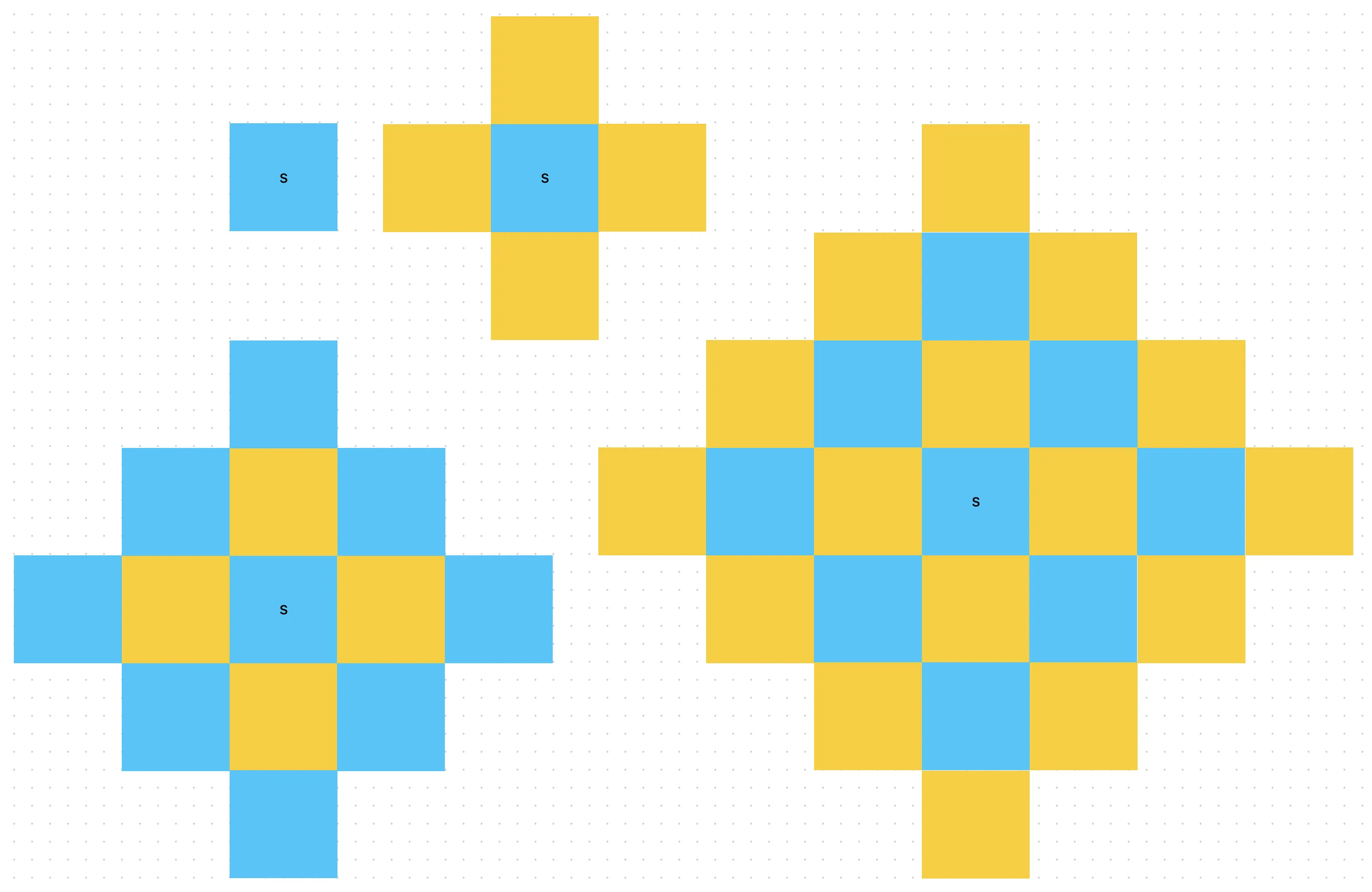 a series of growing checkerboards